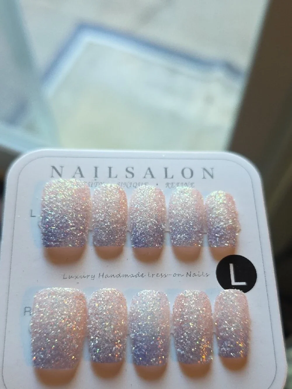 Sparkle Pink/Purple Press-On Nails Size Large